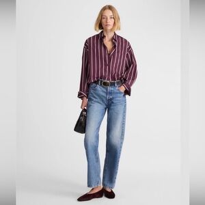 Madewell Deep Aubergine Striped Blouse